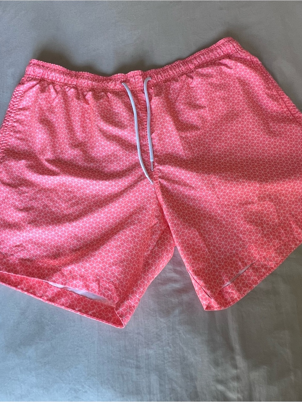 H&M Men’s Pink Geometric Athletic Swim Shorts XL